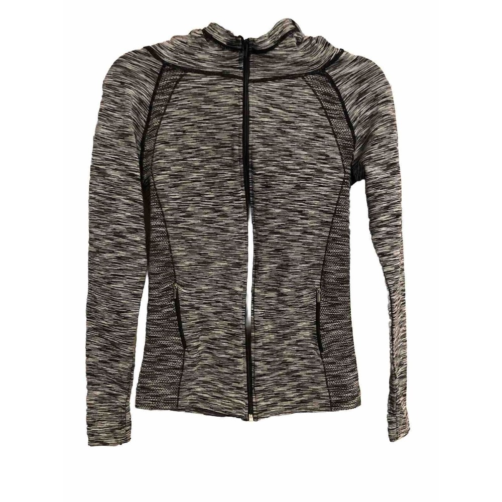 IAB‎ MFG Women's Gray Black Full Zip Athletic Top Shirt Long Sleeve Size Large